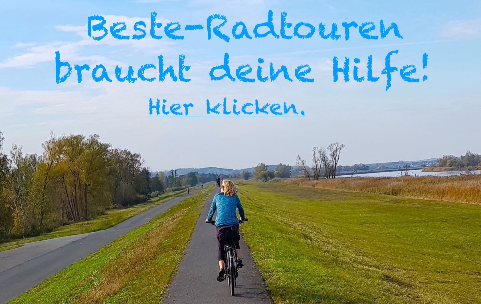 Aufruf von Beatrice Poschenrieder, die Webseite Beste-Radtouren.de zu unterstützen oder zu spenden