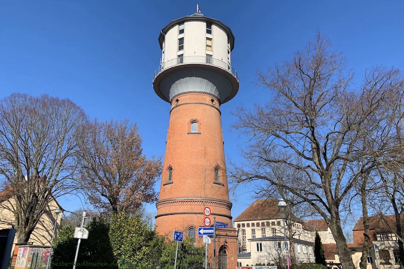 Der Wasserturm von Nauen, Foto von der Goethestraße aus