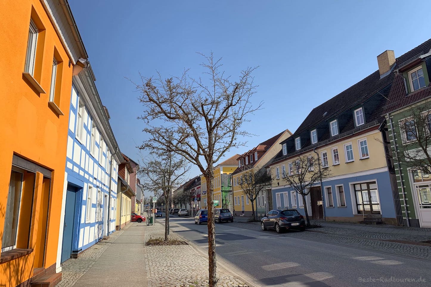 Historischer Altstadtkern Schwedt, Foto in die Berliner Straße hinein