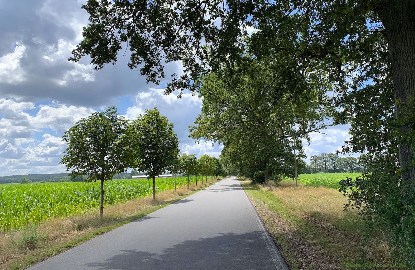 Landstraße und Radweg bei Karstedtshof, zwischen Christdorf und Papenbruch, Ostprignitz