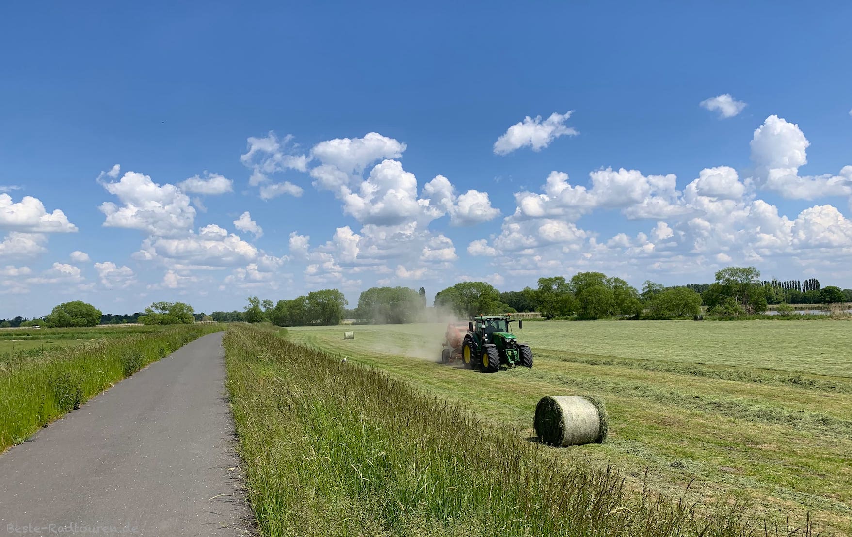 Foto vom Havel-Radweg: Landwirtschaft im Landschaftsschutzgebiet Phöbener Bruch