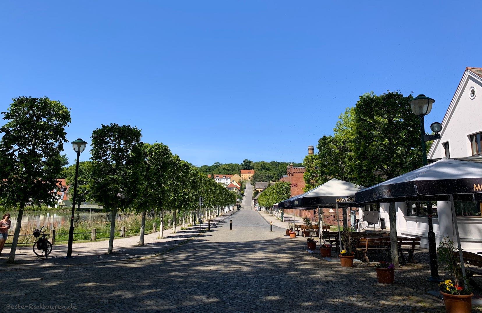 Kloster Neuzelle: Auffahrt mit Baumallee, Biergarten, Brauerei