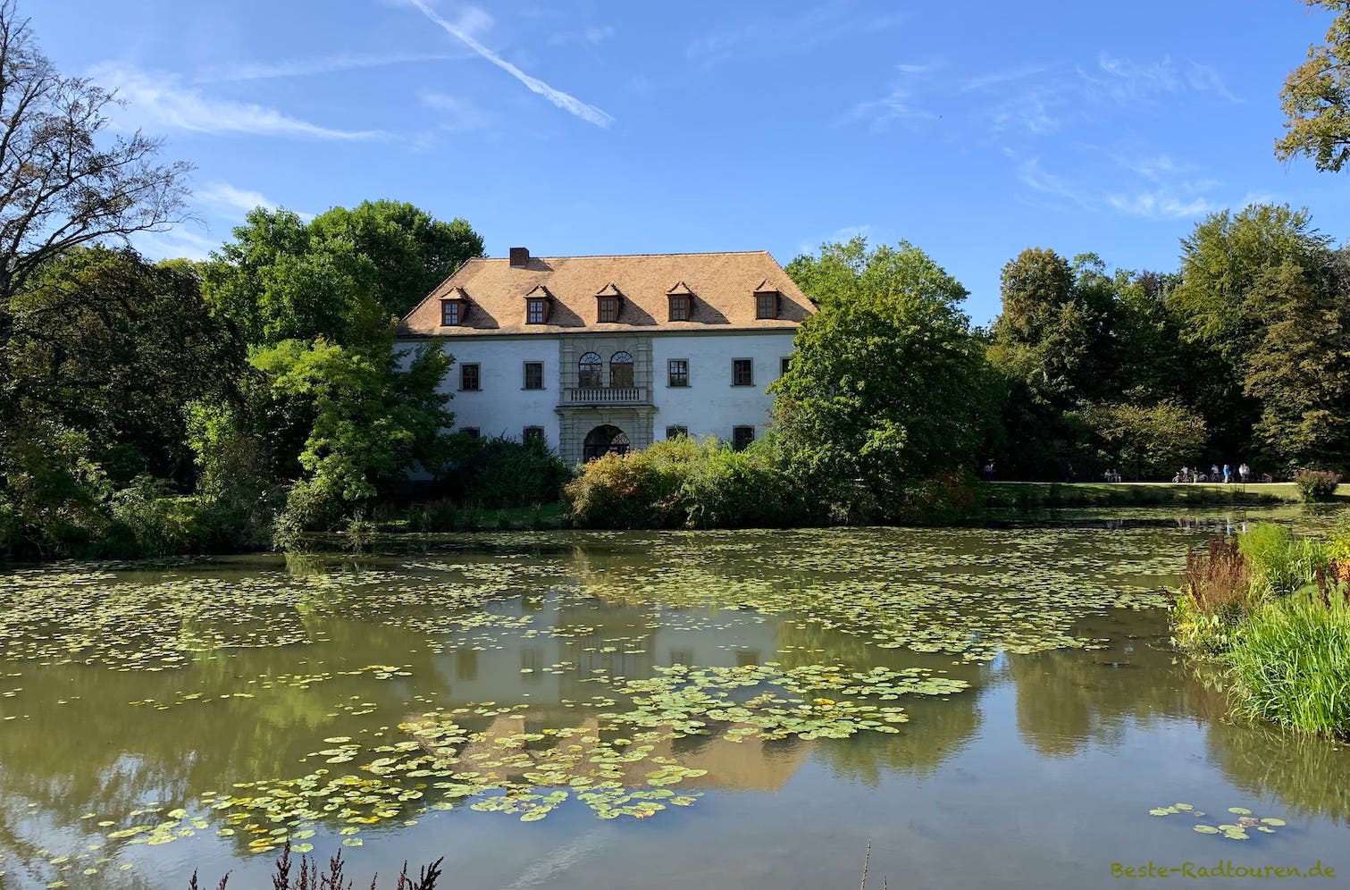 Foto über den Teich: Fürst-Pückler-Park Bad Muskau, Altes Schloss