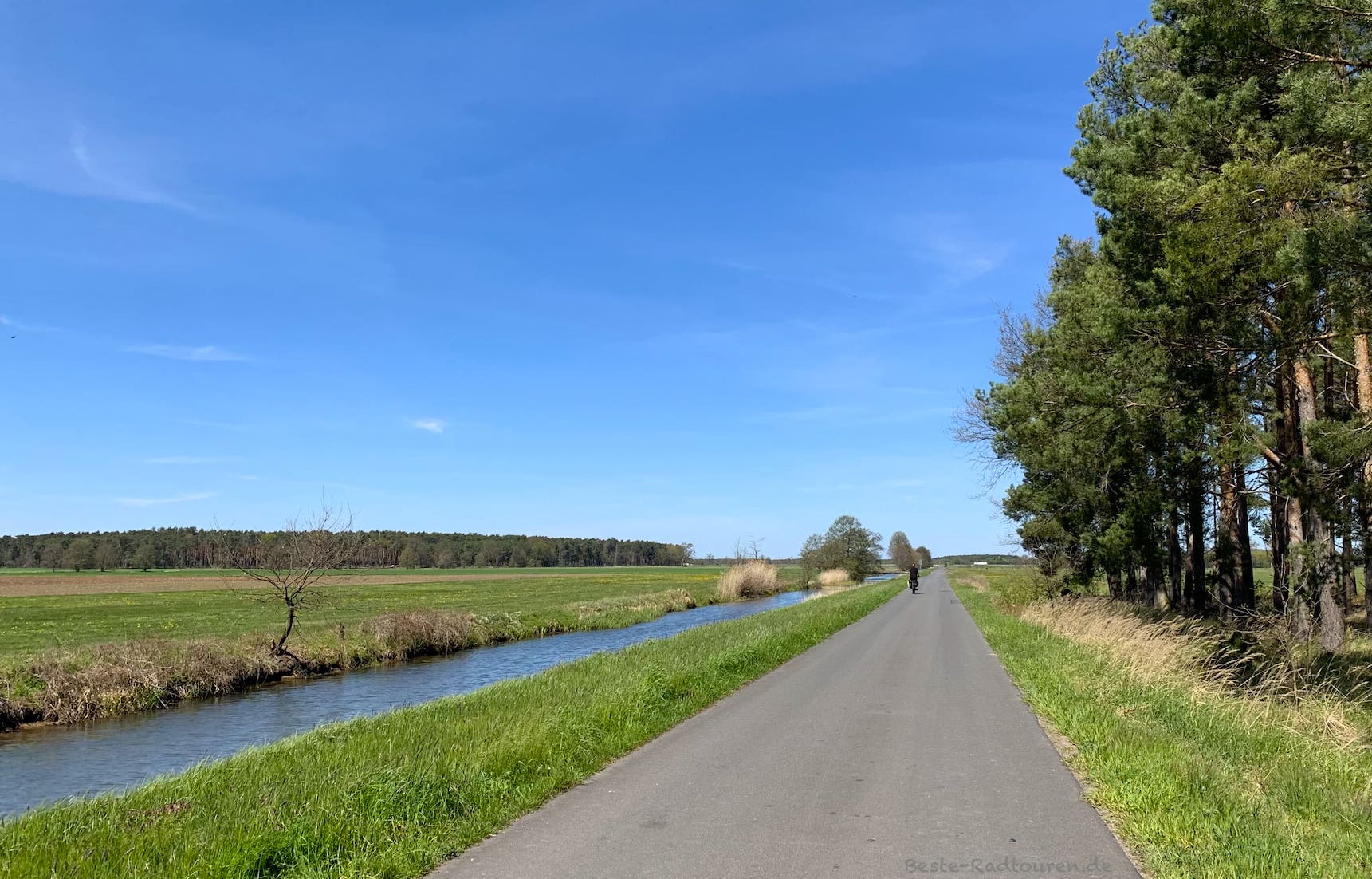 Foto vom Tour-Brandenburg-Radweg aus: Radwanderweg am Fluss Kremitz bei Bernsdorf, Elbe-Elster