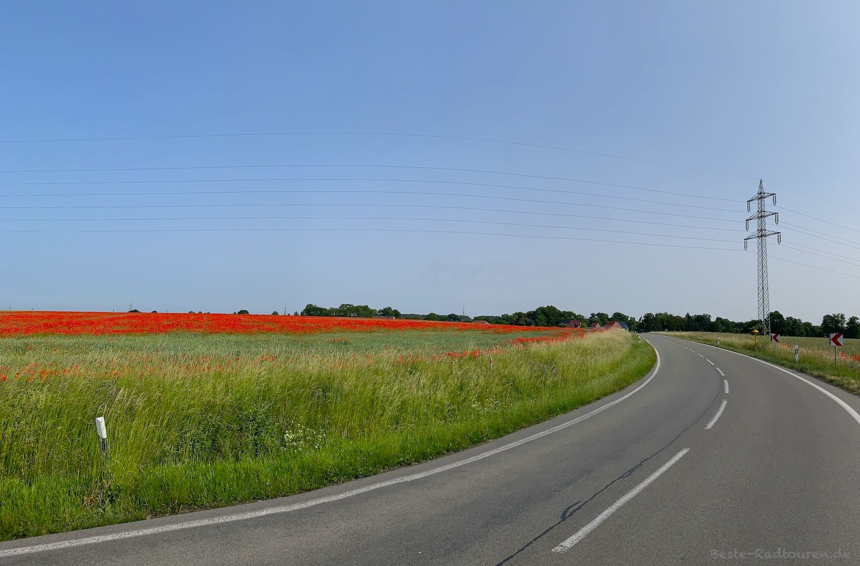 Foto vom Storchen-Radweg aus: Landstraße von Ketzür bis Gortz