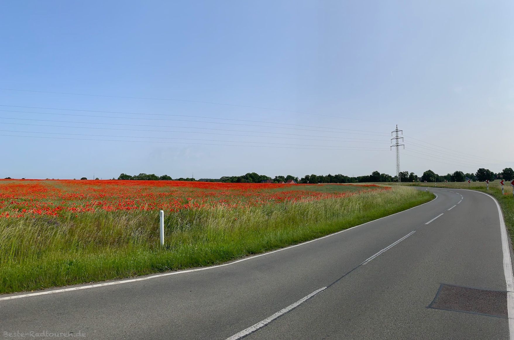 Foto vom Radweg aus: Landstraße zwischen Ketzür und Gortz