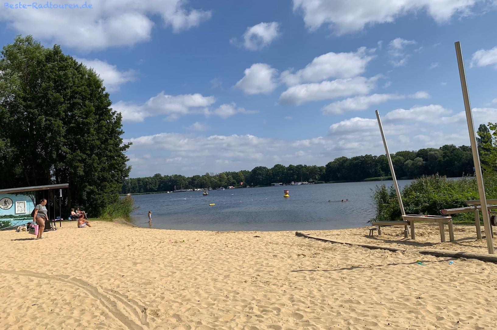 Foto vom Sandstrand aus: Strandbad / Badestelle / Badestrand am Lehnitzsee, Oranienburg