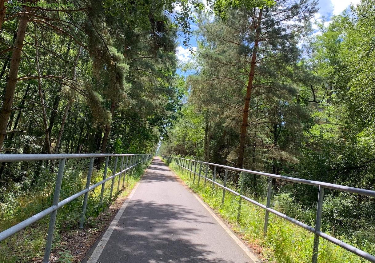 Foto vom Heideradweg aus: Fahrradstraße / Radwanderweg bei Ullersdorf, Schwansee